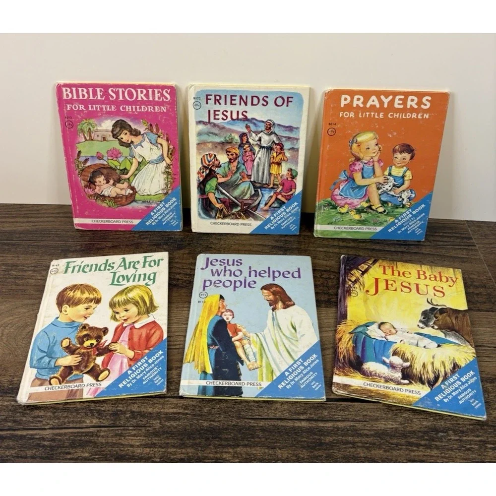 Lot of 6 My First Religious Book Books Hard Cover Childrens Kids Checkerboard